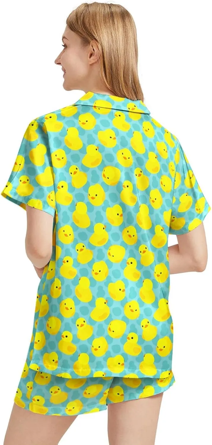 2 Piece Pjs Womens Button Down Pajamas Set Short Sleeve Soft Sleepwear