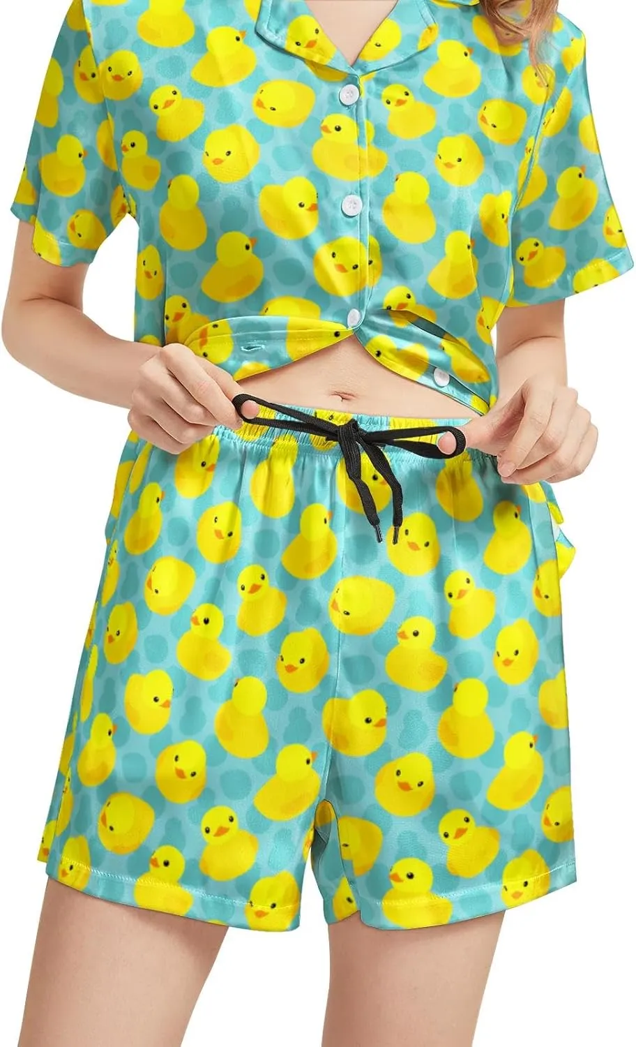 2 Piece Pjs Womens Button Down Pajamas Set Short Sleeve Soft Sleepwear