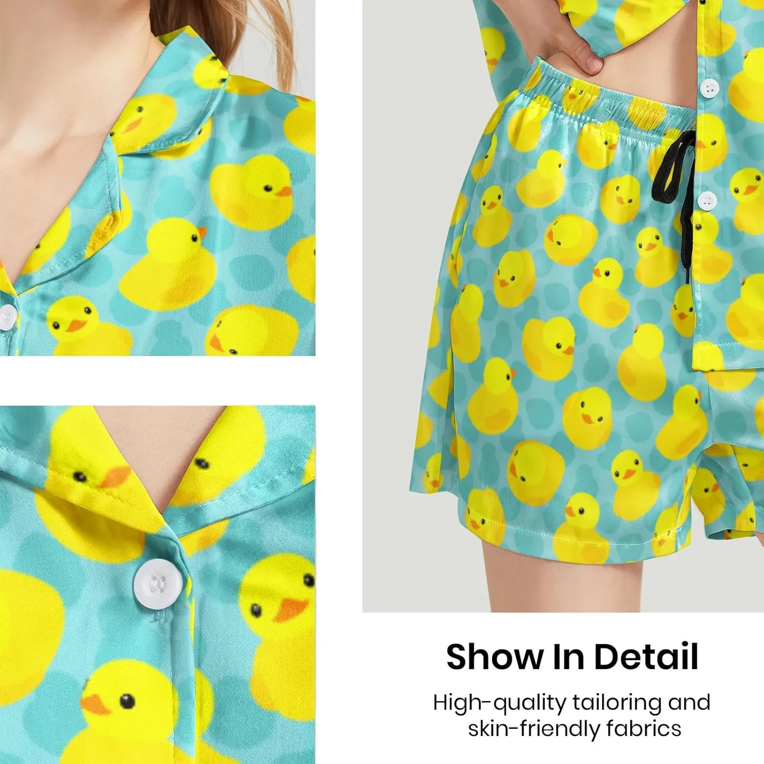 2 Piece Pjs Womens Button Down Pajamas Set Short Sleeve Soft Sleepwear