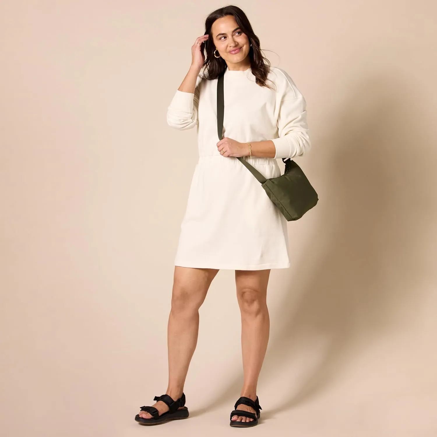 Amazon Essentials Women's Waisted Sweatshirt Dress (Available in Plus Size)