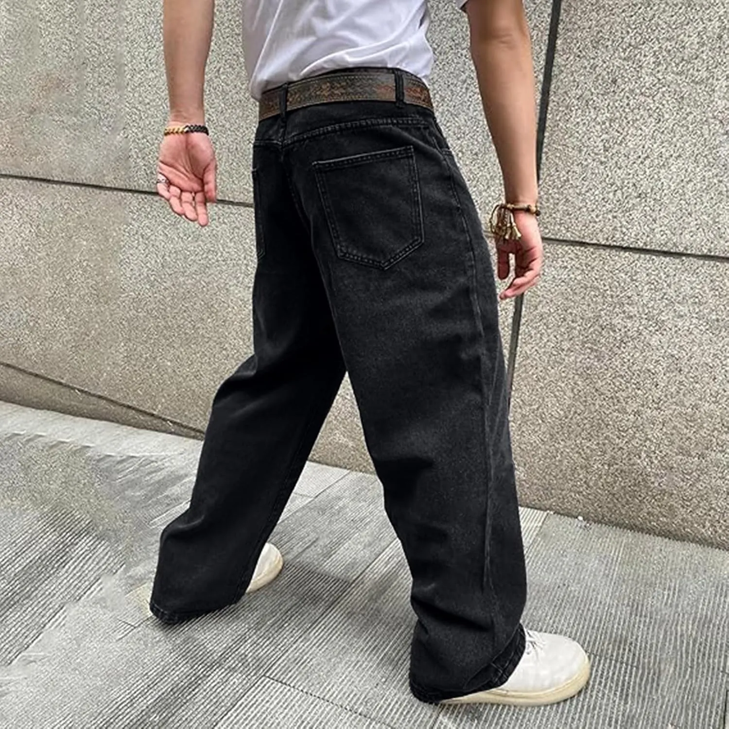 Baggy Jeans for Men Y2k Vintage Denim Pants Casual Wide Leg Jeans Loose Fit Denim Hip Hop Streetwear Jeans Trousers Pants