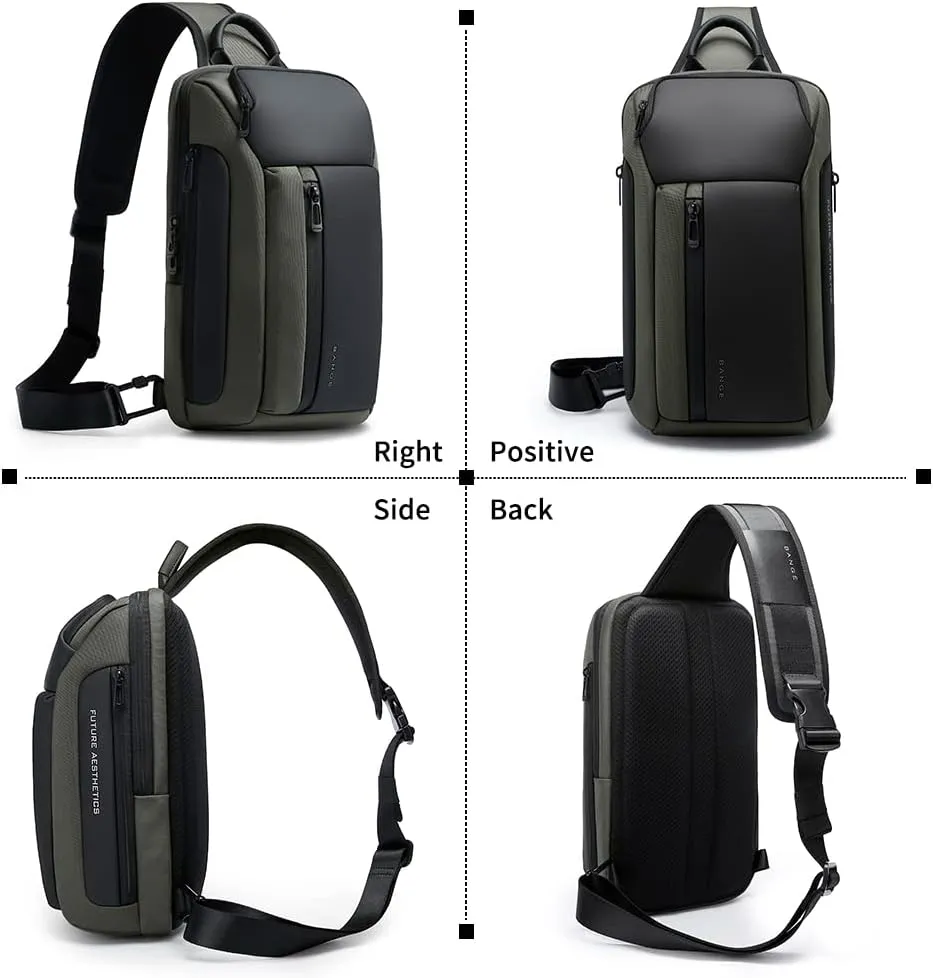 BANGE Sling Bag, Waterproof Men's Chest Bag Shoulder bags Crossbody Sling Backpack for Men……
