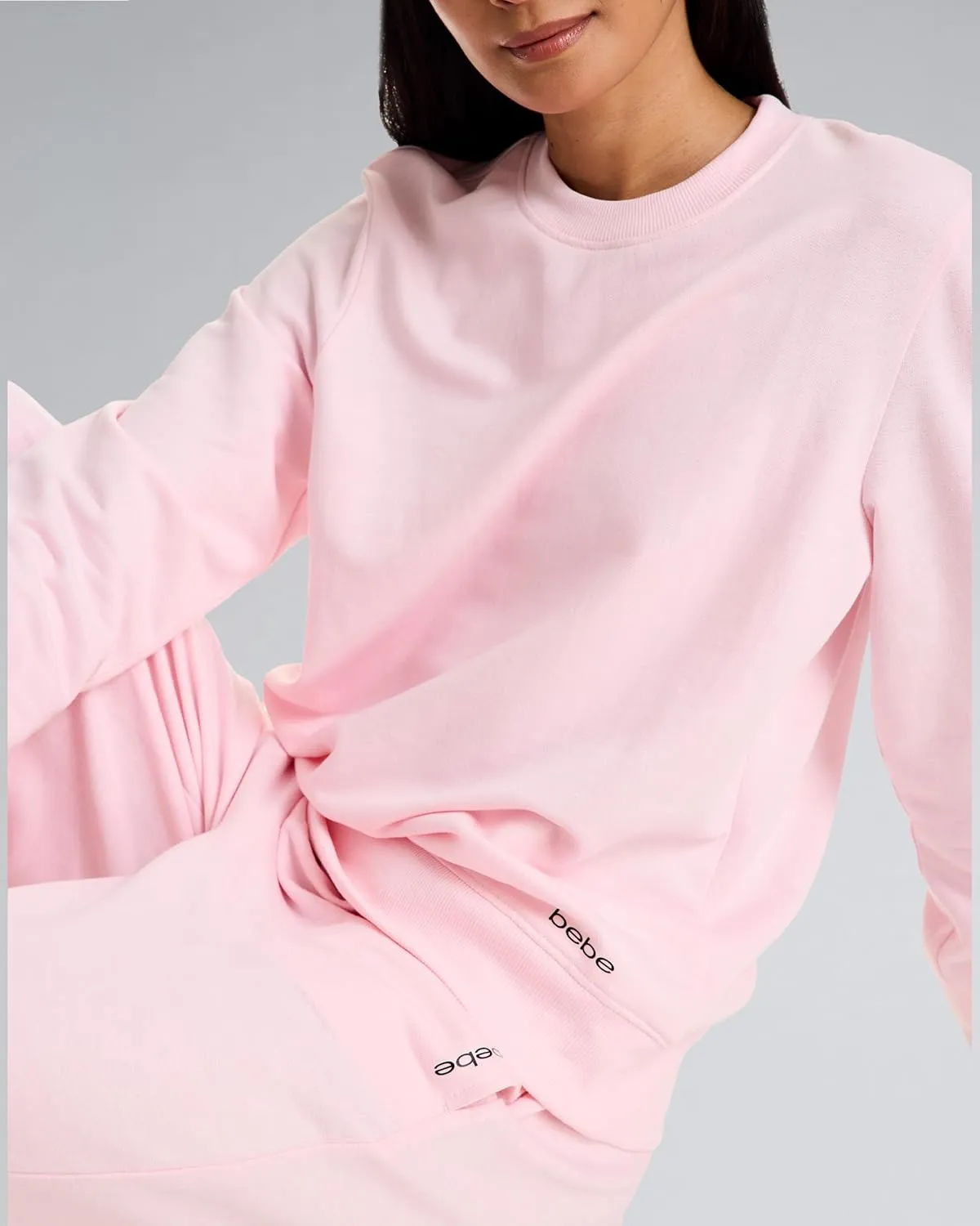bebe French Terry Sweatshirt for Women, Crewneck Sweatshirts for Women, Sweatshirt Loungewear