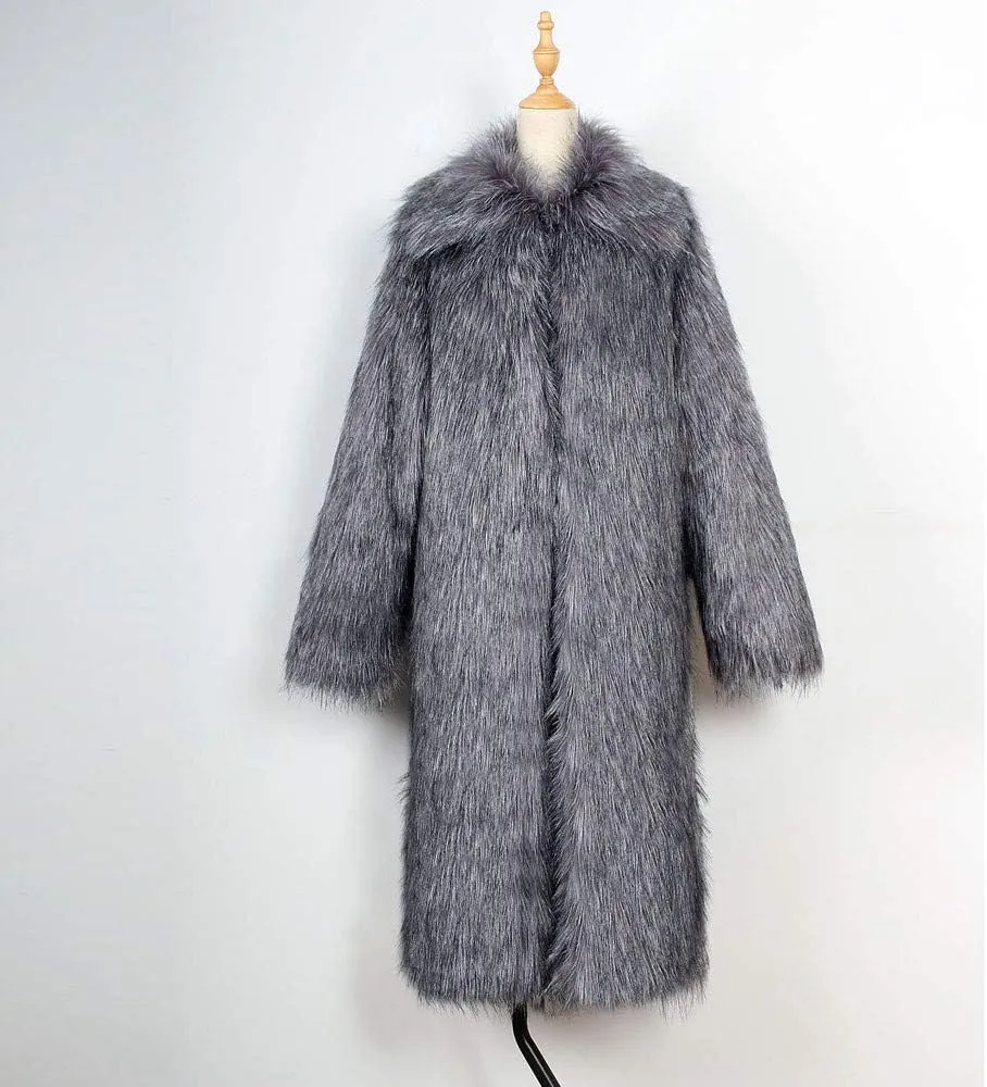 BIFUTON Faux Fur Coat Men,Mens Faux Fur Coat Jackets Winter Long Sleeve Thick Lapel Parka Cardigan Hip Hop Fashion Overcoat