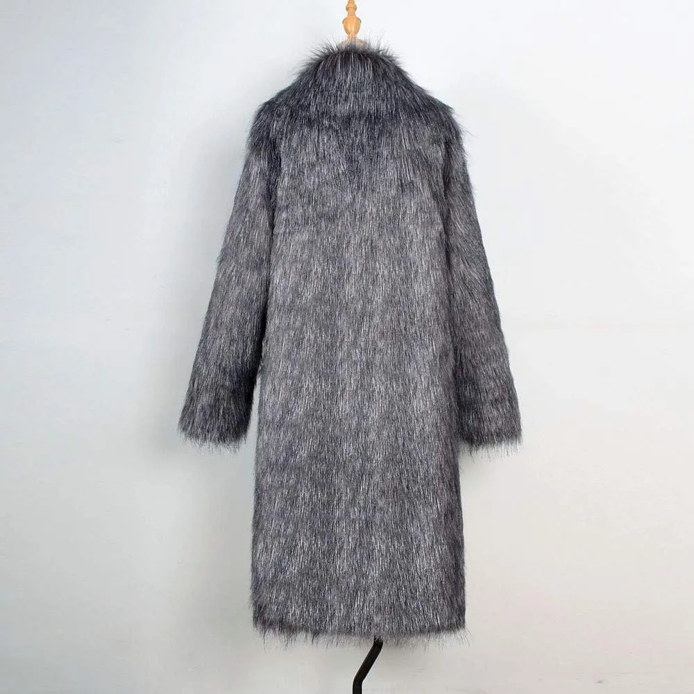 BIFUTON Faux Fur Coat Men,Mens Faux Fur Coat Jackets Winter Long Sleeve Thick Lapel Parka Cardigan Hip Hop Fashion Overcoat