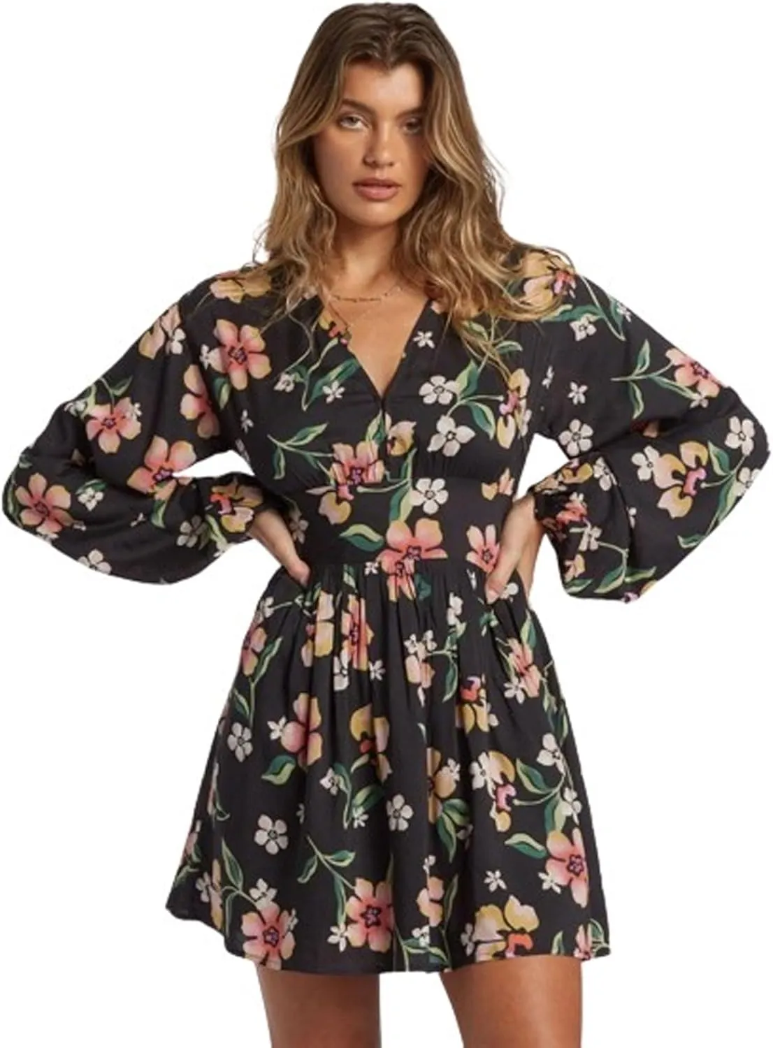 Billabong Women's Night Bloom V-Neck Mini Dress