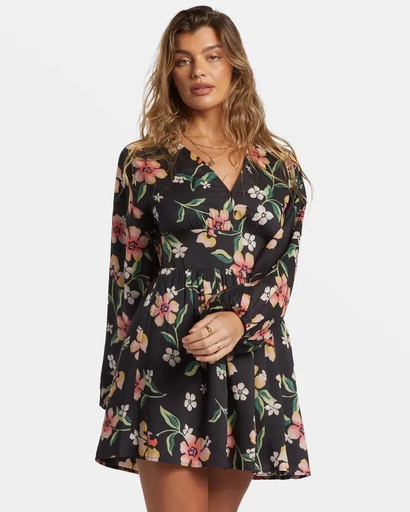 Billabong Women's Night Bloom V-Neck Mini Dress