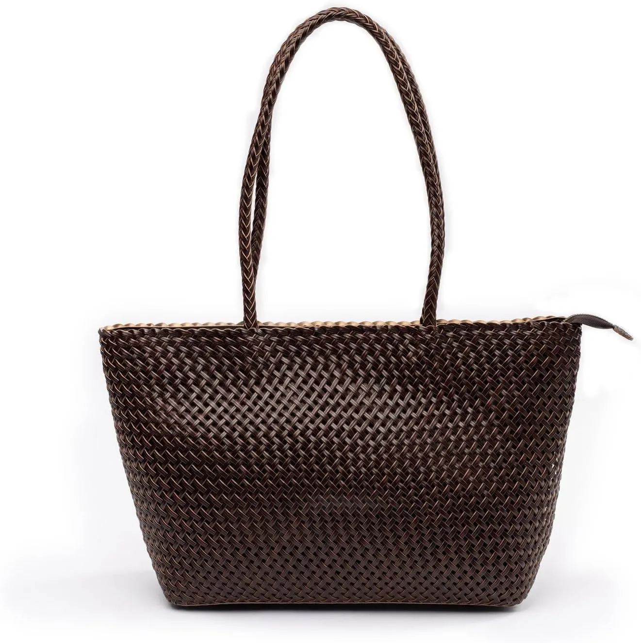 BOHIQ Large Leather Tote Bag for Women - Premium Quality Woven Leather Womens Tote Bag with Superior Zipper Closure