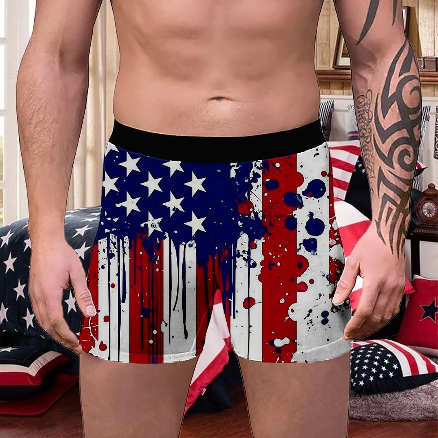 Boxer Brief And Trunks For Men 4Th Of July Elastic Waistband Comfortable Underwear Breathable Classic Loose Panties