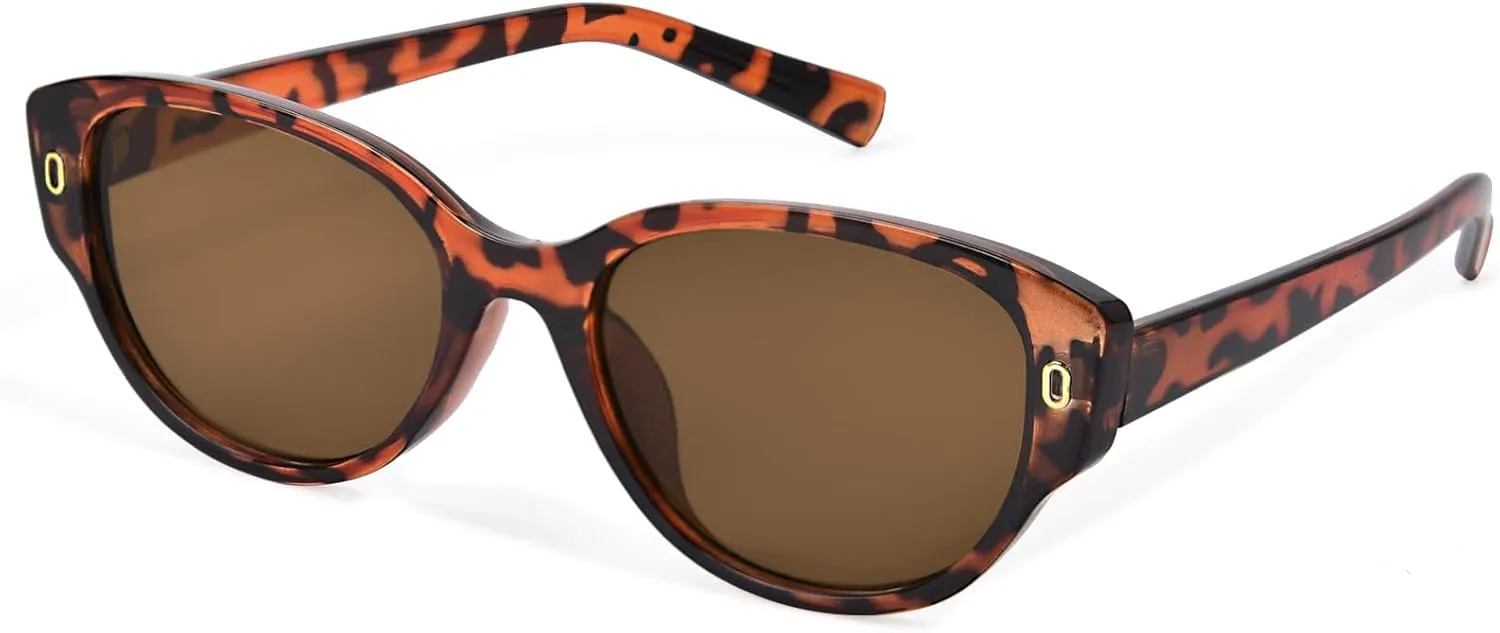 Cat Eye Sunglasses Womens Round Sun Glasses for Womens Retro Shades UV400 Protection Lightweight Eyewear