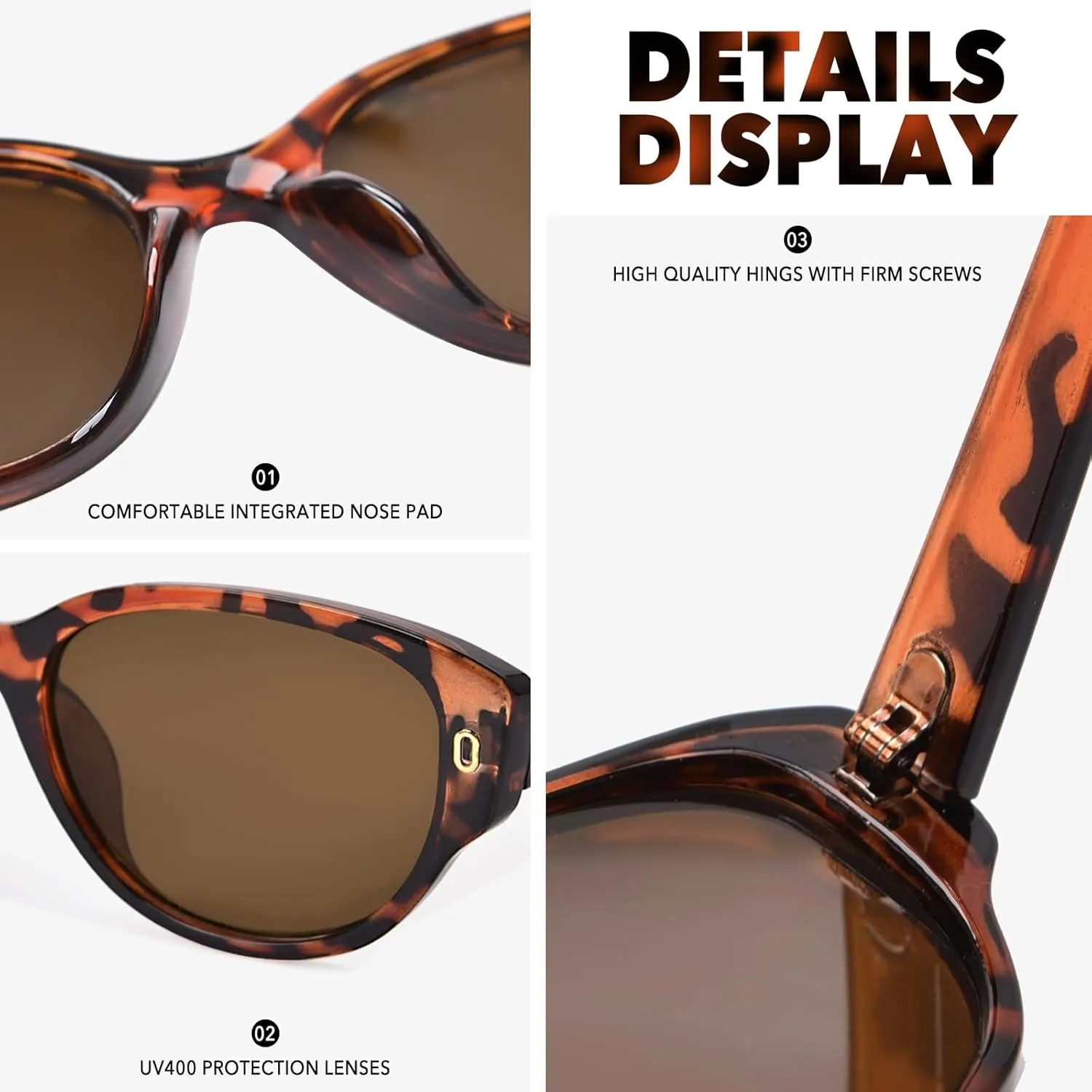 Cat Eye Sunglasses Womens Round Sun Glasses for Womens Retro Shades UV400 Protection Lightweight Eyewear