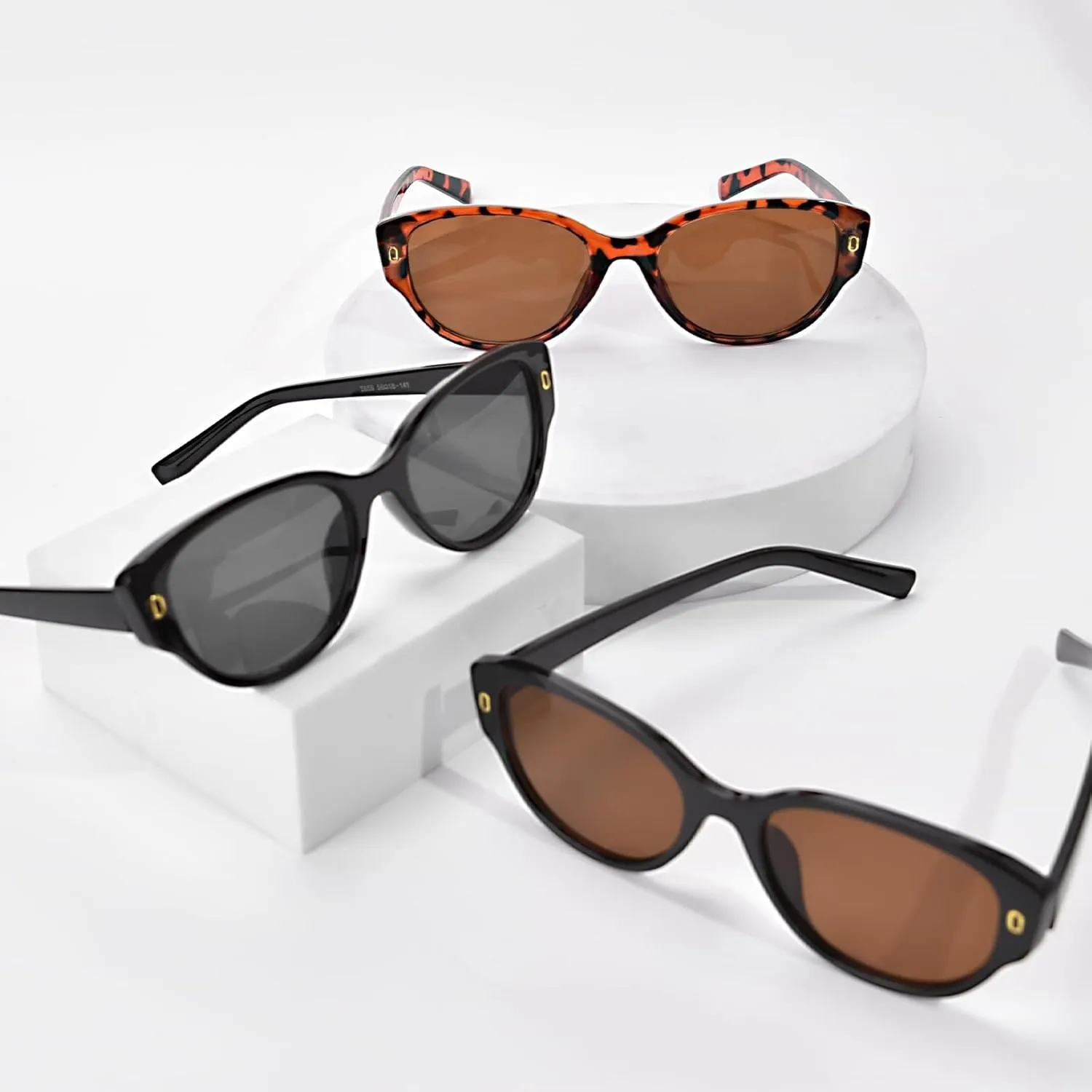 Cat Eye Sunglasses Womens Round Sun Glasses for Womens Retro Shades UV400 Protection Lightweight Eyewear