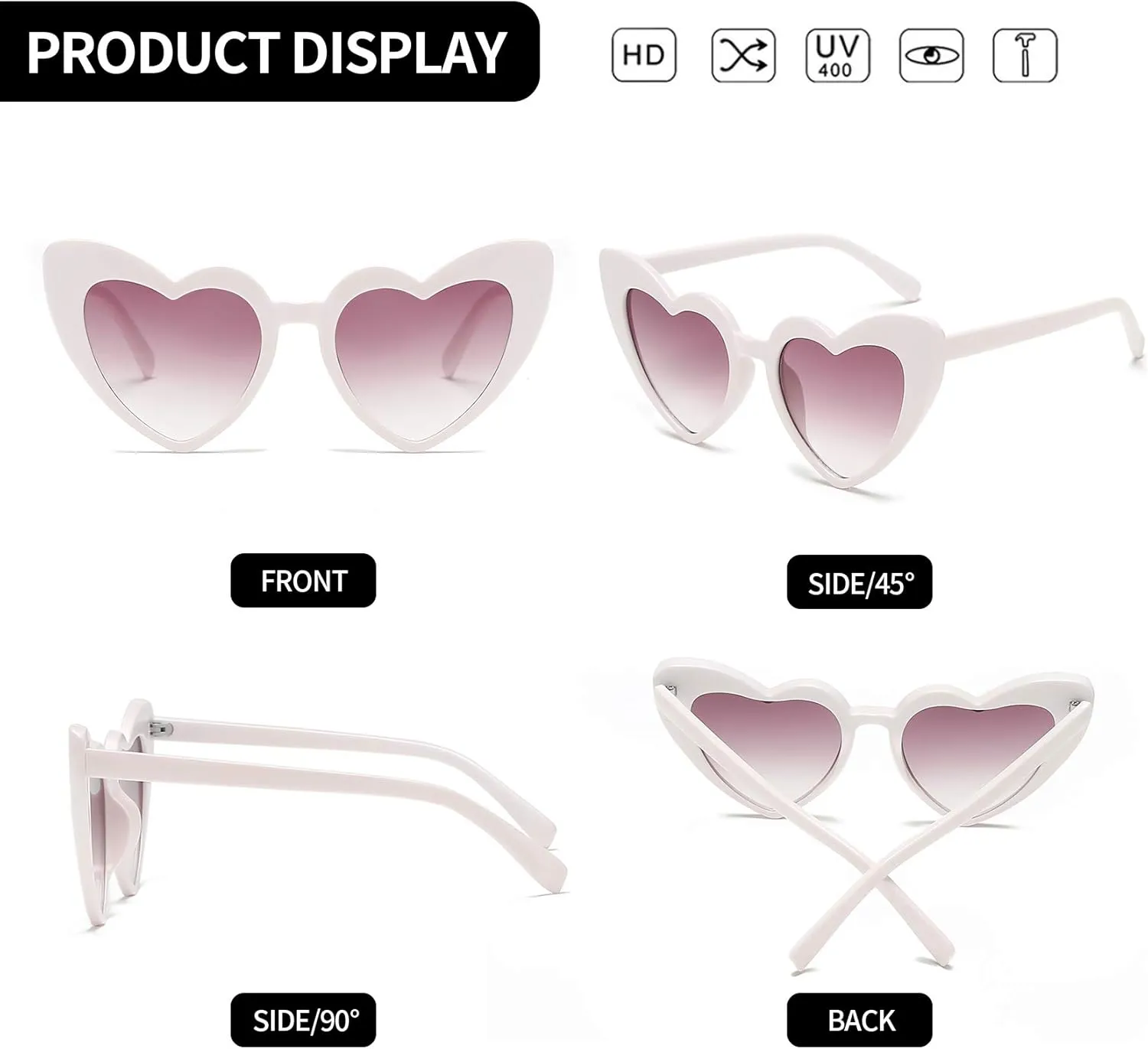 Clout Goggle Heart Sunglasses Vintage Cat Eye Mod Style Retro Kurt Cobain Glasses