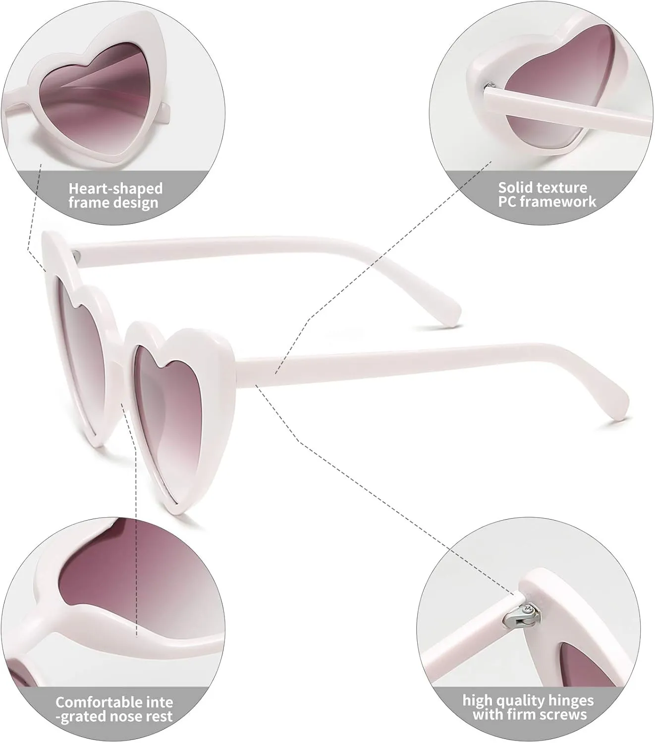 Clout Goggle Heart Sunglasses Vintage Cat Eye Mod Style Retro Kurt Cobain Glasses