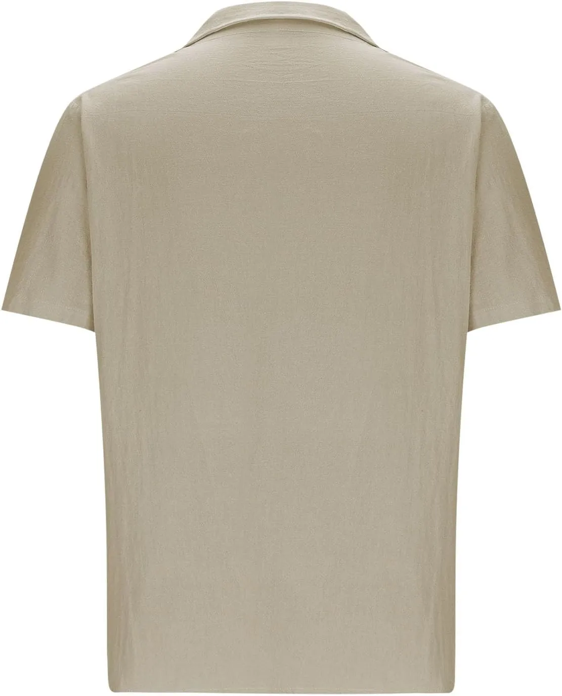 Cotton Linen T-Shirt for Men Button Pocket Shirt Short Sleeve Lapel Shirts Summer Beach T-Shirts Vacation Tops