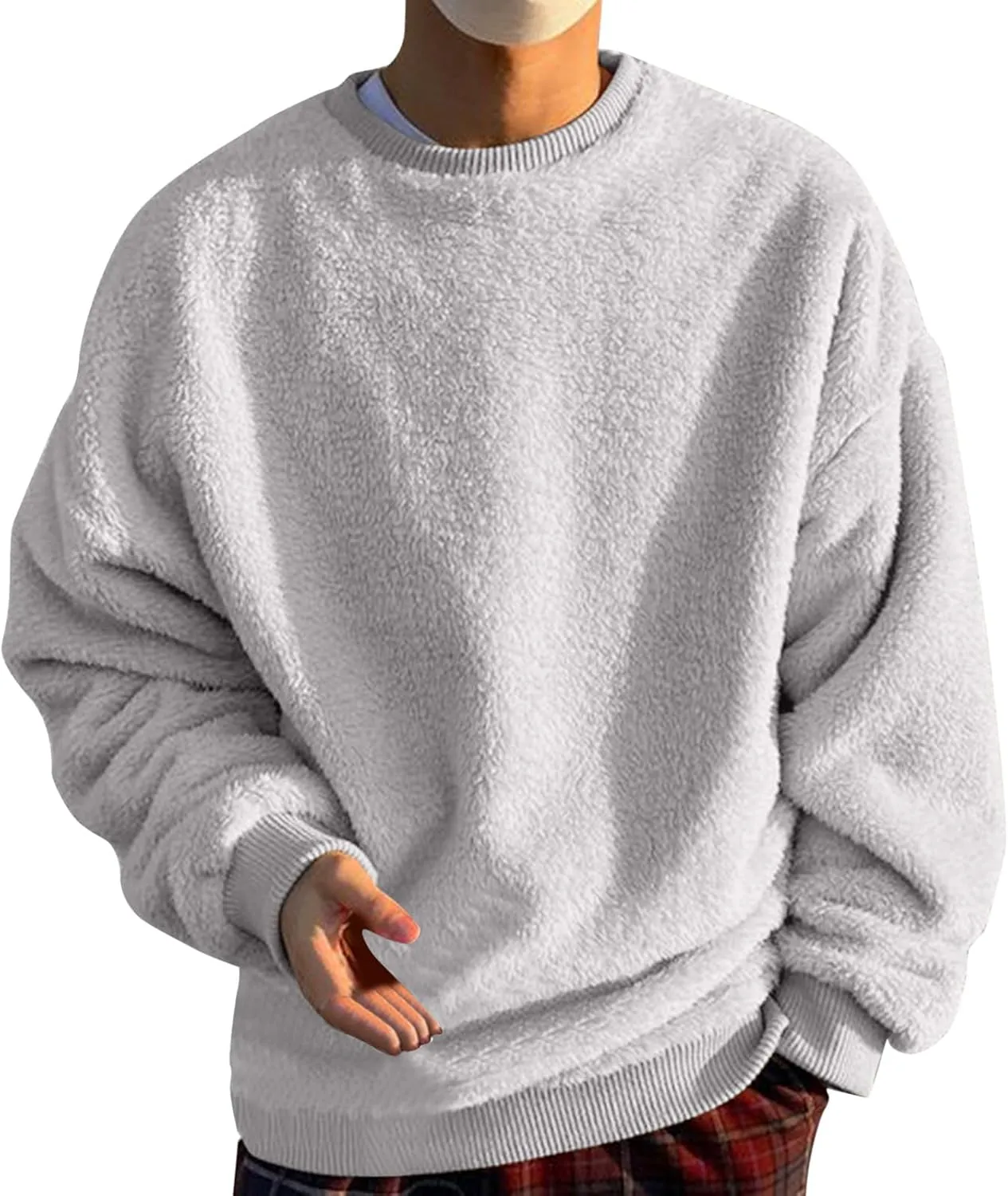 Crewneck Sweatshirts for Men Loose Fit Long Sleeve Solid Causal Pullover Shirts Lightweight Gym Athletic Shirt