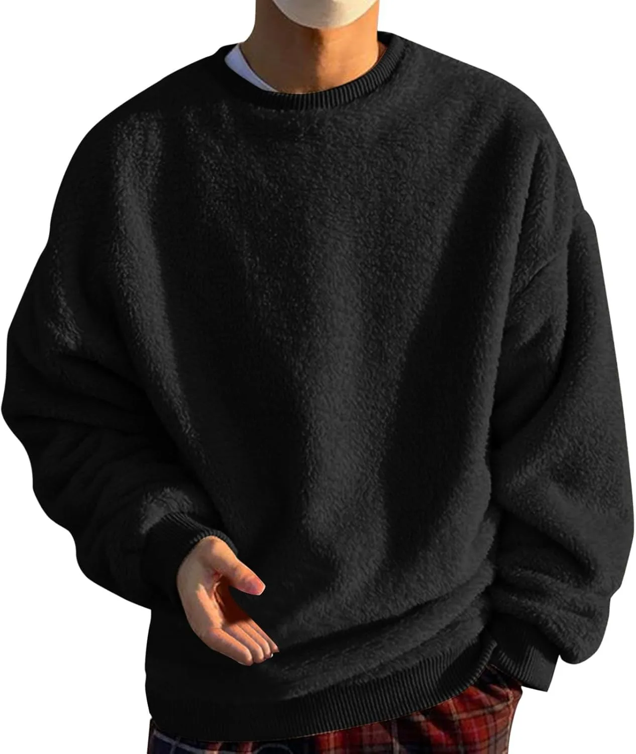 Crewneck Sweatshirts for Men Loose Fit Long Sleeve Solid Causal Pullover Shirts Lightweight Gym Athletic Shirt
