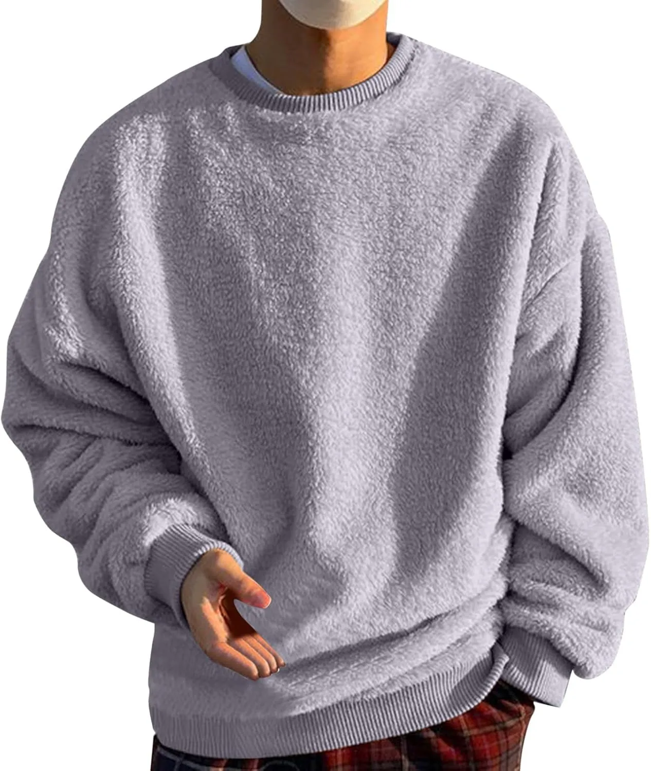 Crewneck Sweatshirts for Men Loose Fit Long Sleeve Solid Causal Pullover Shirts Lightweight Gym Athletic Shirt