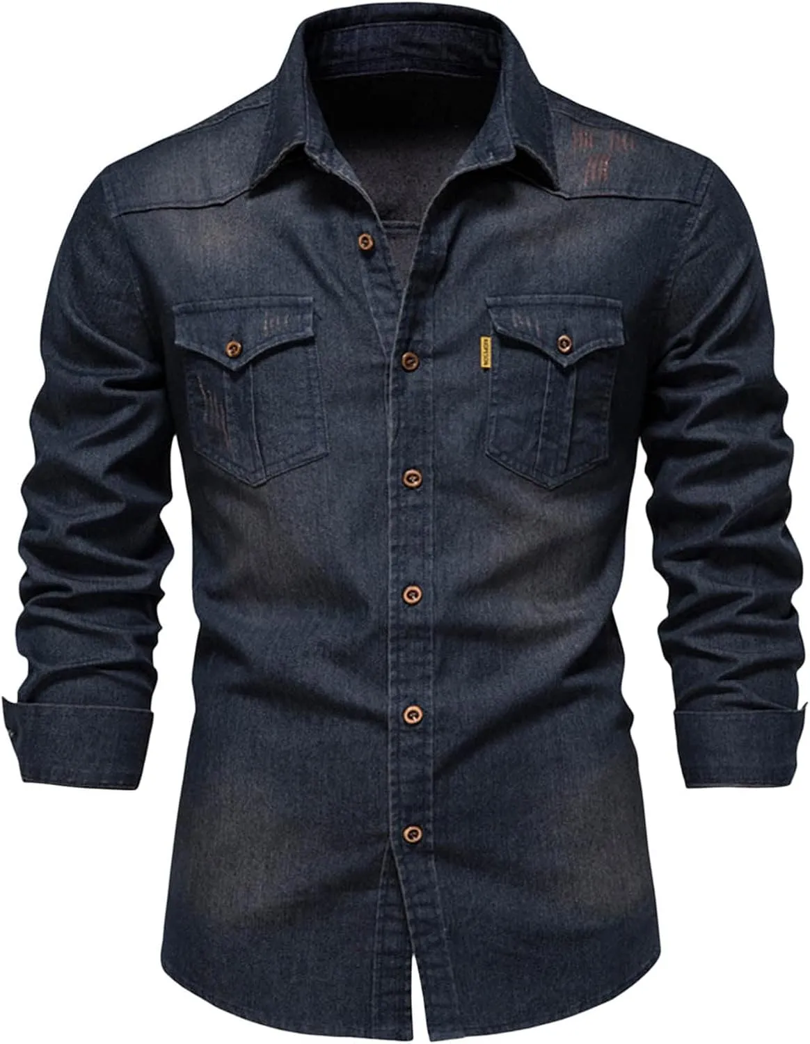 Denim Shirt Men Cotton Short Sleeve Button Down Slim Fit Cowboy Shirts Big and Tall Summer Beach Vacation Cruise Pocket Shirt