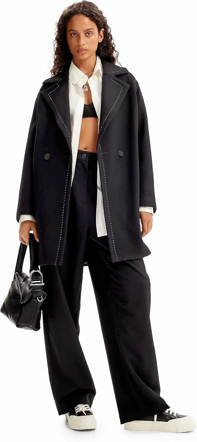 Desigual Women's Stitching Wool Coat