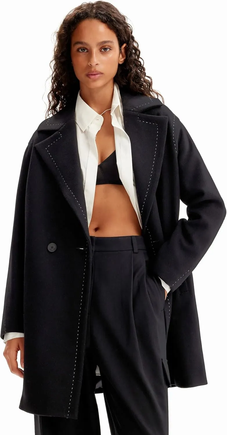 Desigual Women's Stitching Wool Coat