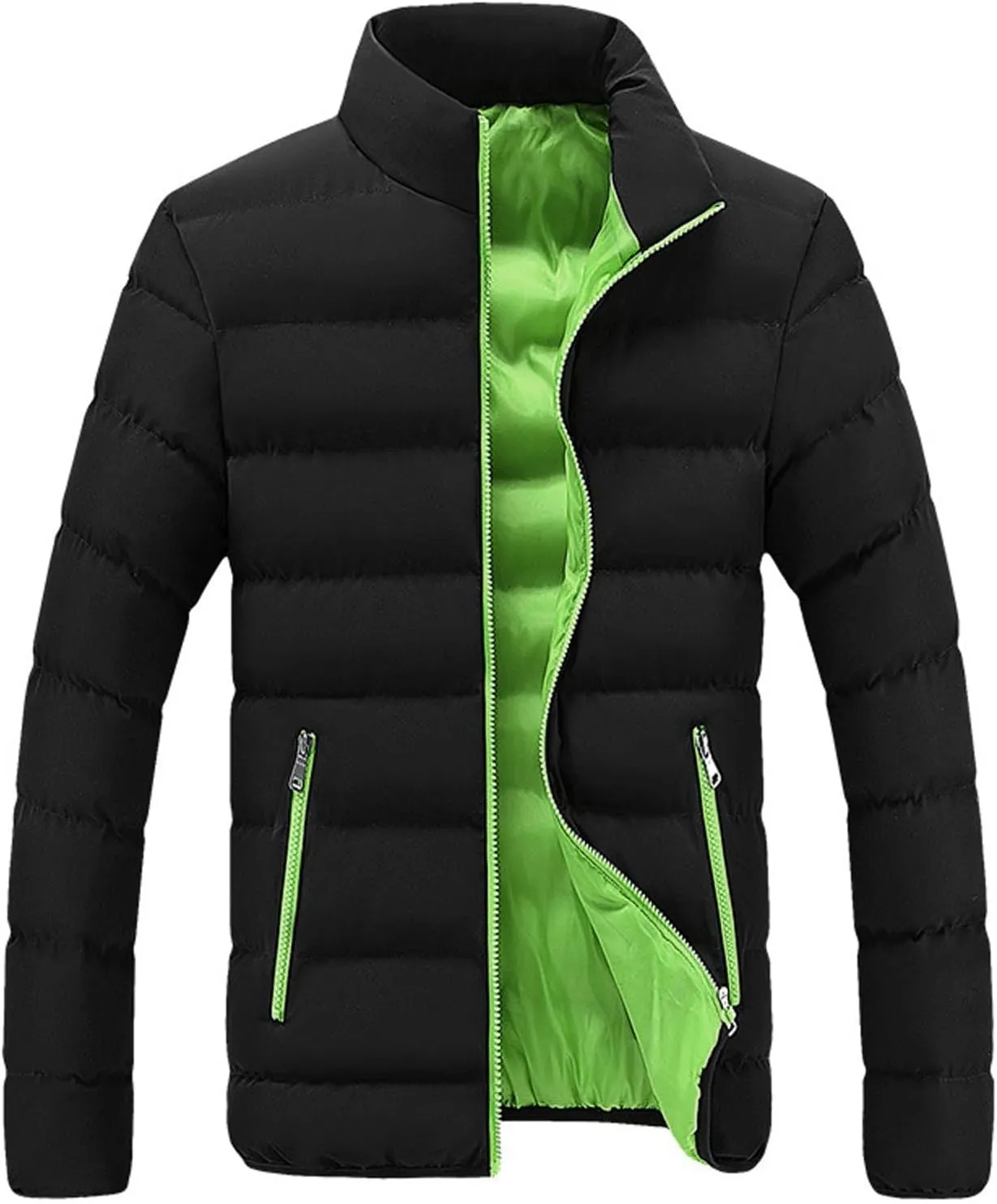 Dgoopd Quilted Jackets for Men Lightweight Down Puffer Jacket Packable Winter Warm Zip up Coat Outdoor Warm Padded Jacket