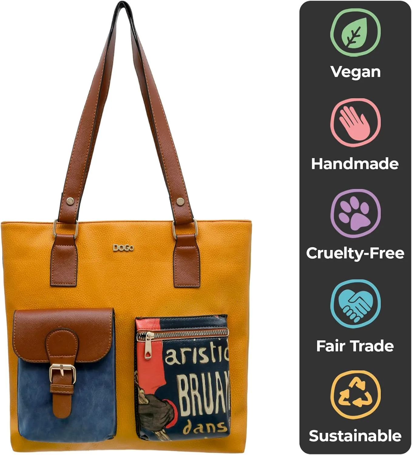 DOGO Multi Pocket Shoulder Bags for Women - Vegan Leather and Unique Design Handmade Womens Bags