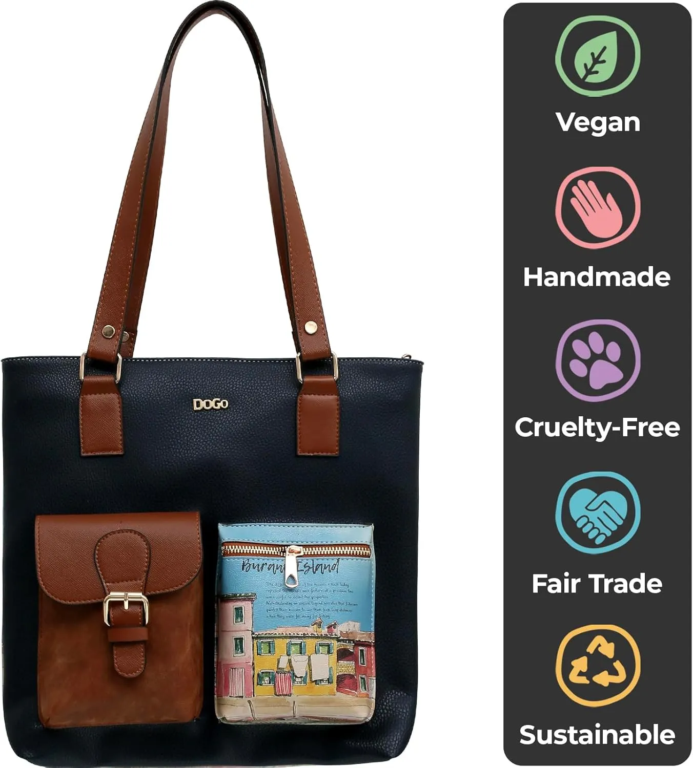 DOGO Multi Pocket Shoulder Bags for Women - Vegan Leather and Unique Design Handmade Womens Bags