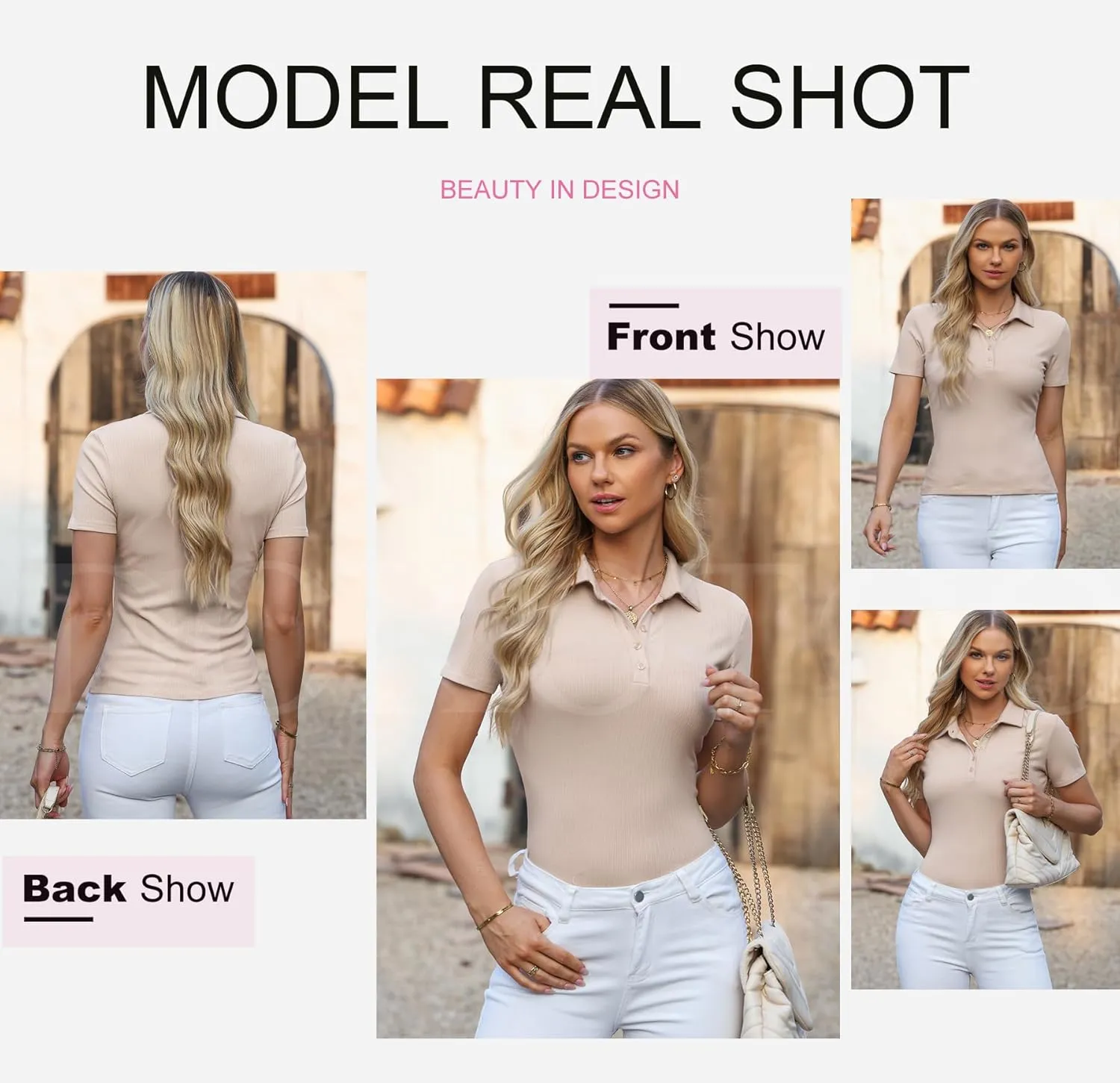 Dokotoo Womens Polo Shirts Short Sleeve Collared V Neck T Shirts Summer Blouses Business Casual Tops