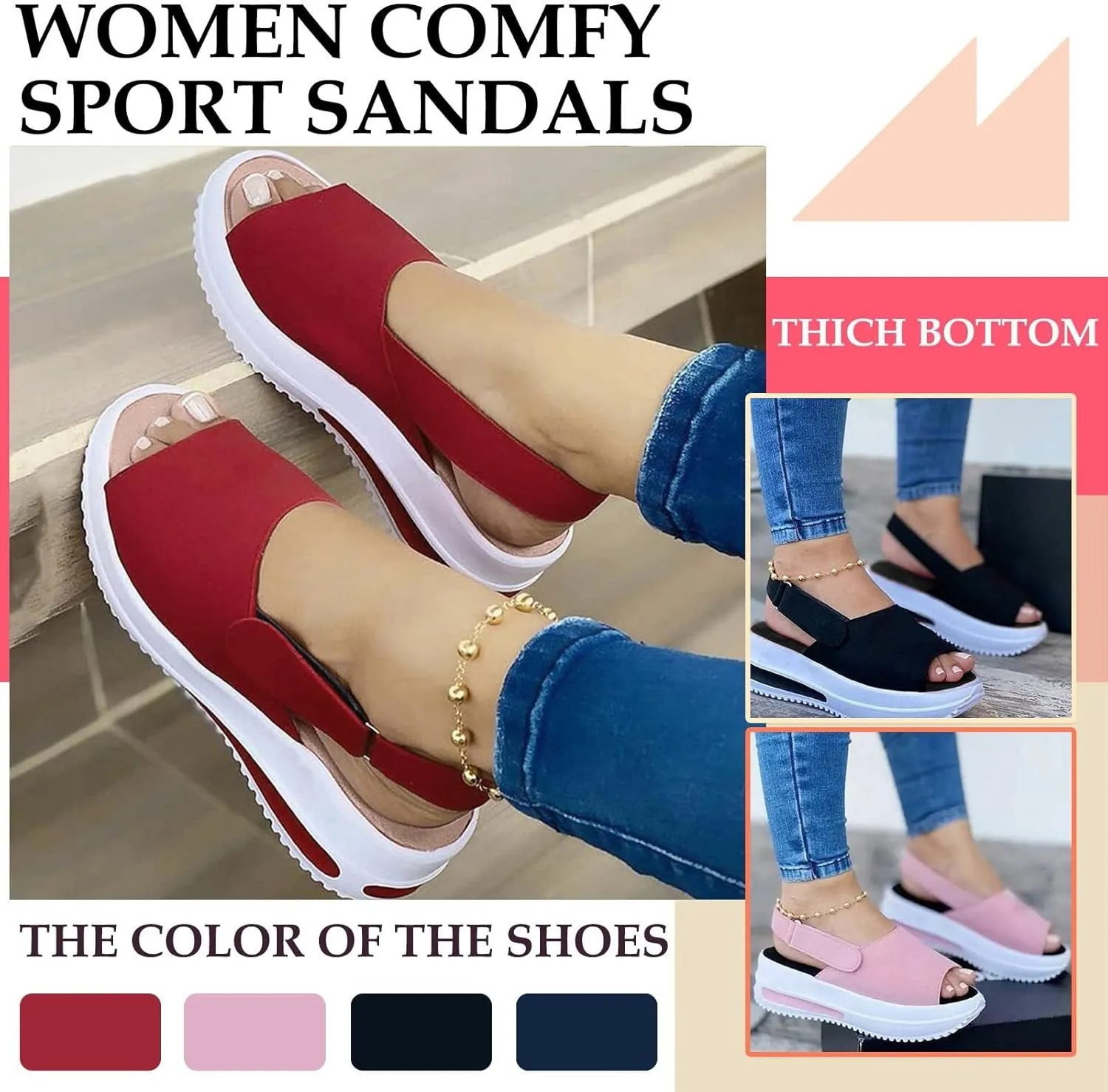 Eduavar Womens Wedge Sandals, Orthopedic Sandals for Women Peep Toe Platform Sandals Ankle Strap Comfy Sandals