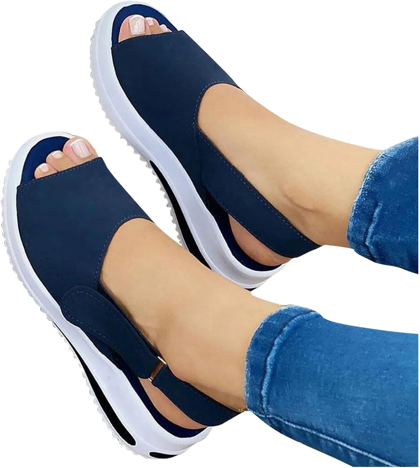 Eduavar Womens Wedge Sandals, Orthopedic Sandals for Women Peep Toe Platform Sandals Ankle Strap Comfy Sandals