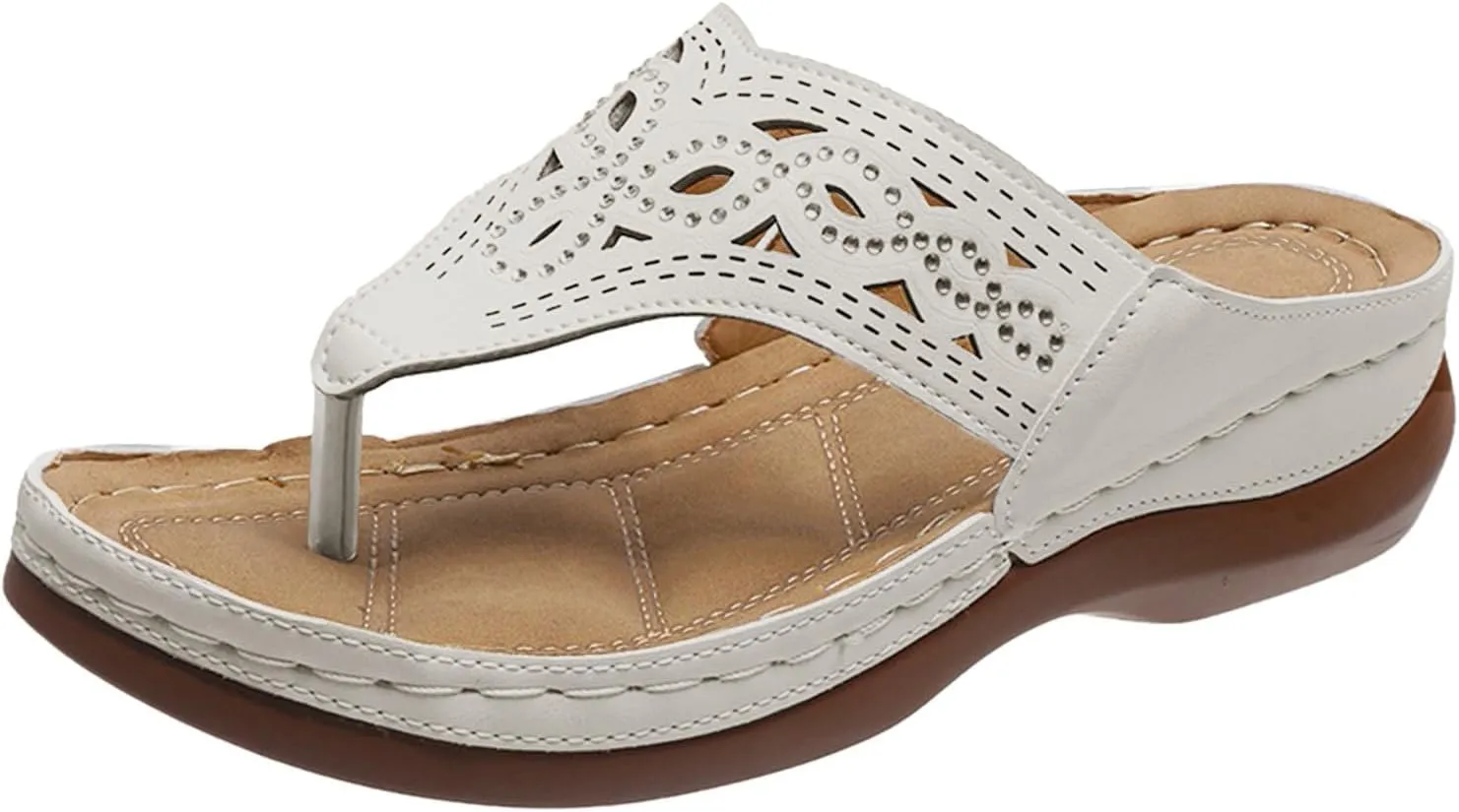 Eduavar Womens Wedge Sandals, Womens Sandals Fashion Peep Toe Flip Flops Slip On Sandals Shoes Summer Wedge Sandals