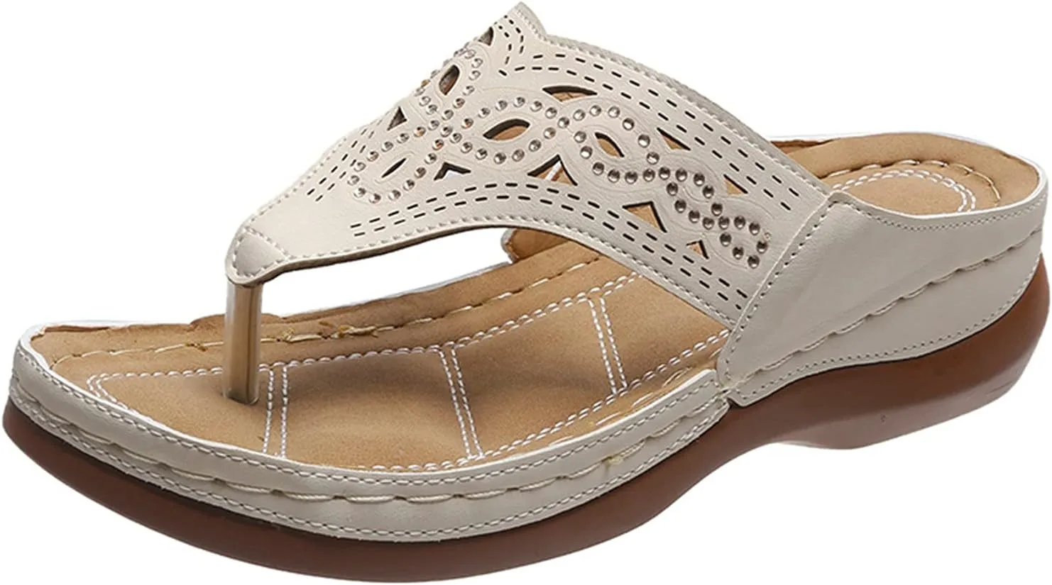 Eduavar Womens Wedge Sandals, Womens Sandals Fashion Peep Toe Flip Flops Slip On Sandals Shoes Summer Wedge Sandals