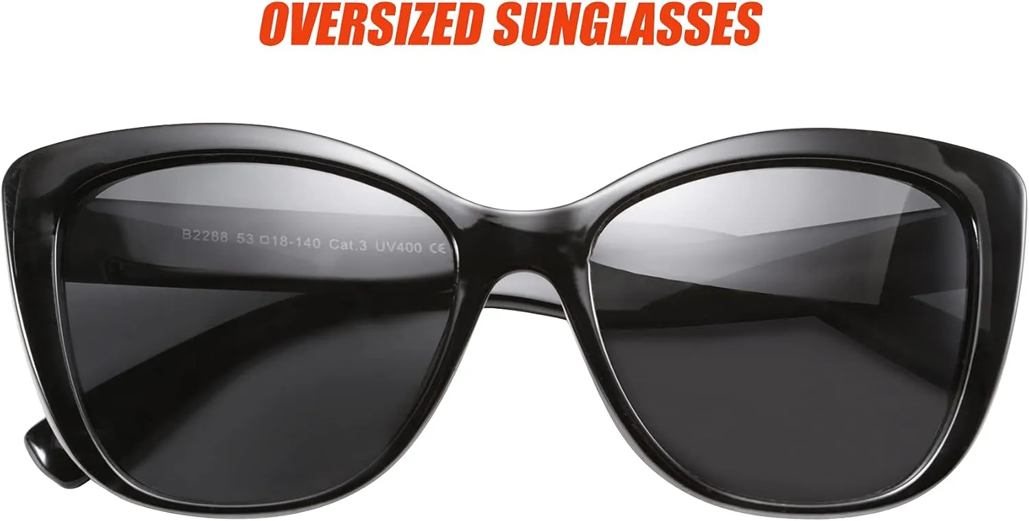 FEISEDY Polarized Vintage Sunglasses American Womens Square Jackie O Cat Eye Sunglasses B2451