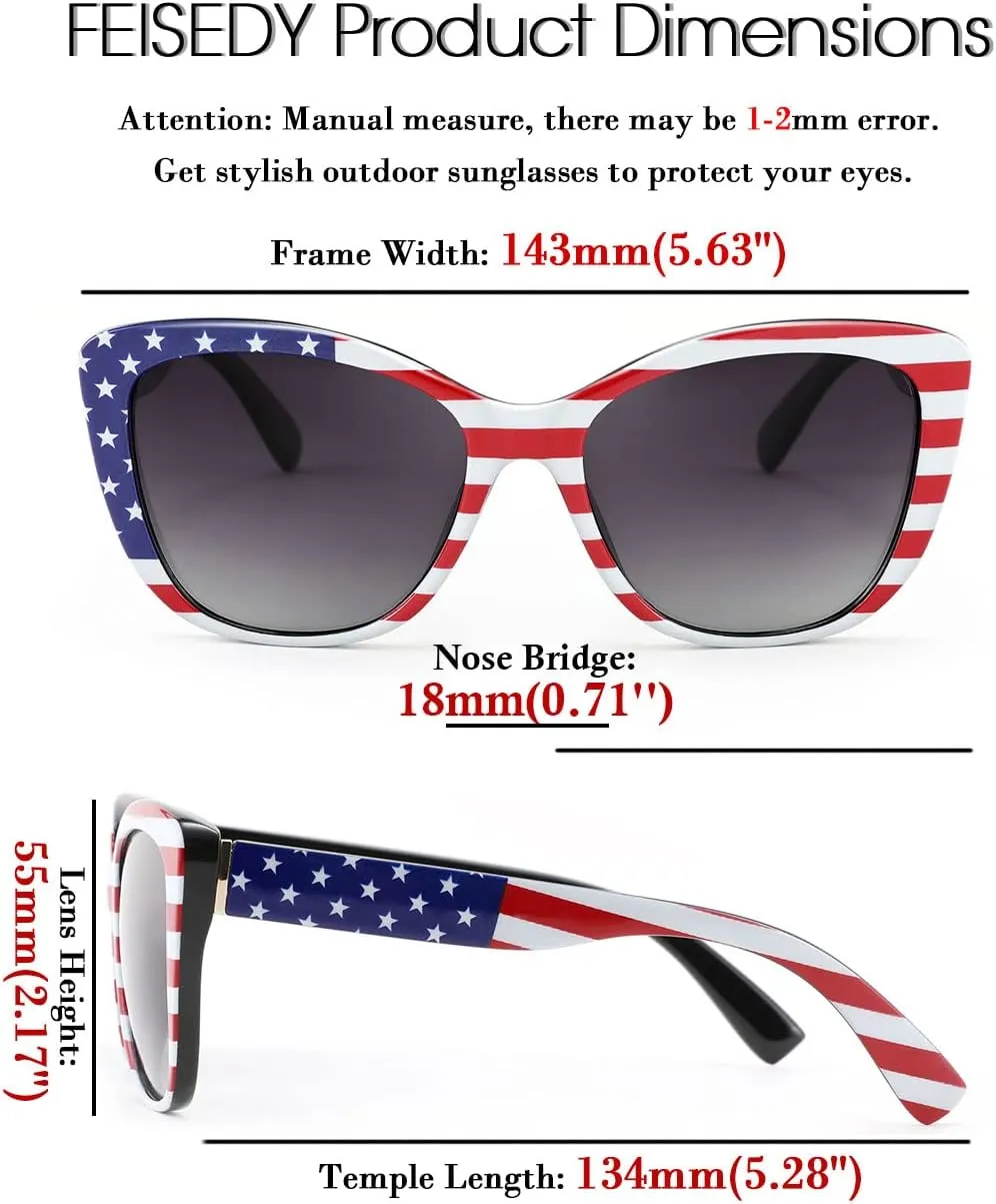 FEISEDY Polarized Vintage Sunglasses American Womens Square Jackie O Cat Eye Sunglasses B2451