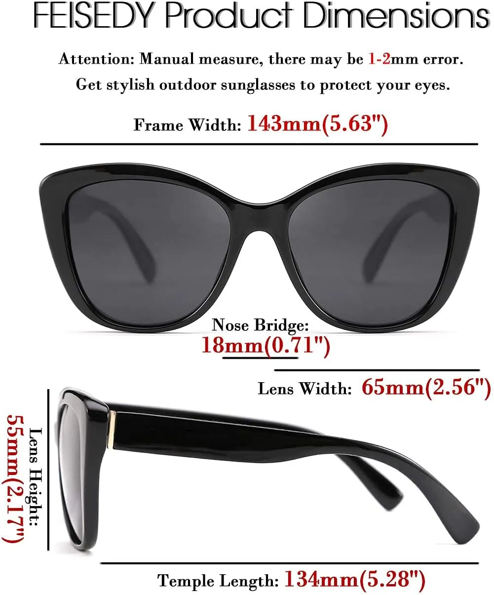 FEISEDY Polarized Vintage Sunglasses American Womens Square Jackie O Cat Eye Sunglasses B2451