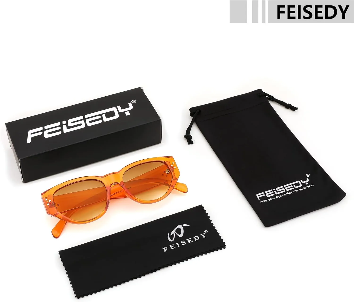 FEISEDY Sunglasses Womens, Retro Cat Eye Sunglasses, Fashion Vintage Cute Stylish UV400 Sunnies B2365
