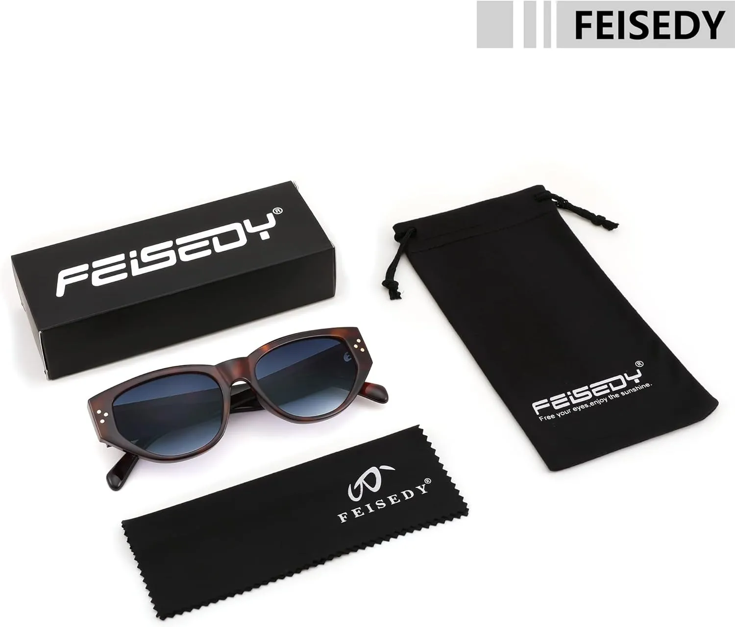 FEISEDY Sunglasses Womens, Retro Cat Eye Sunglasses, Fashion Vintage Cute Stylish UV400 Sunnies B2365