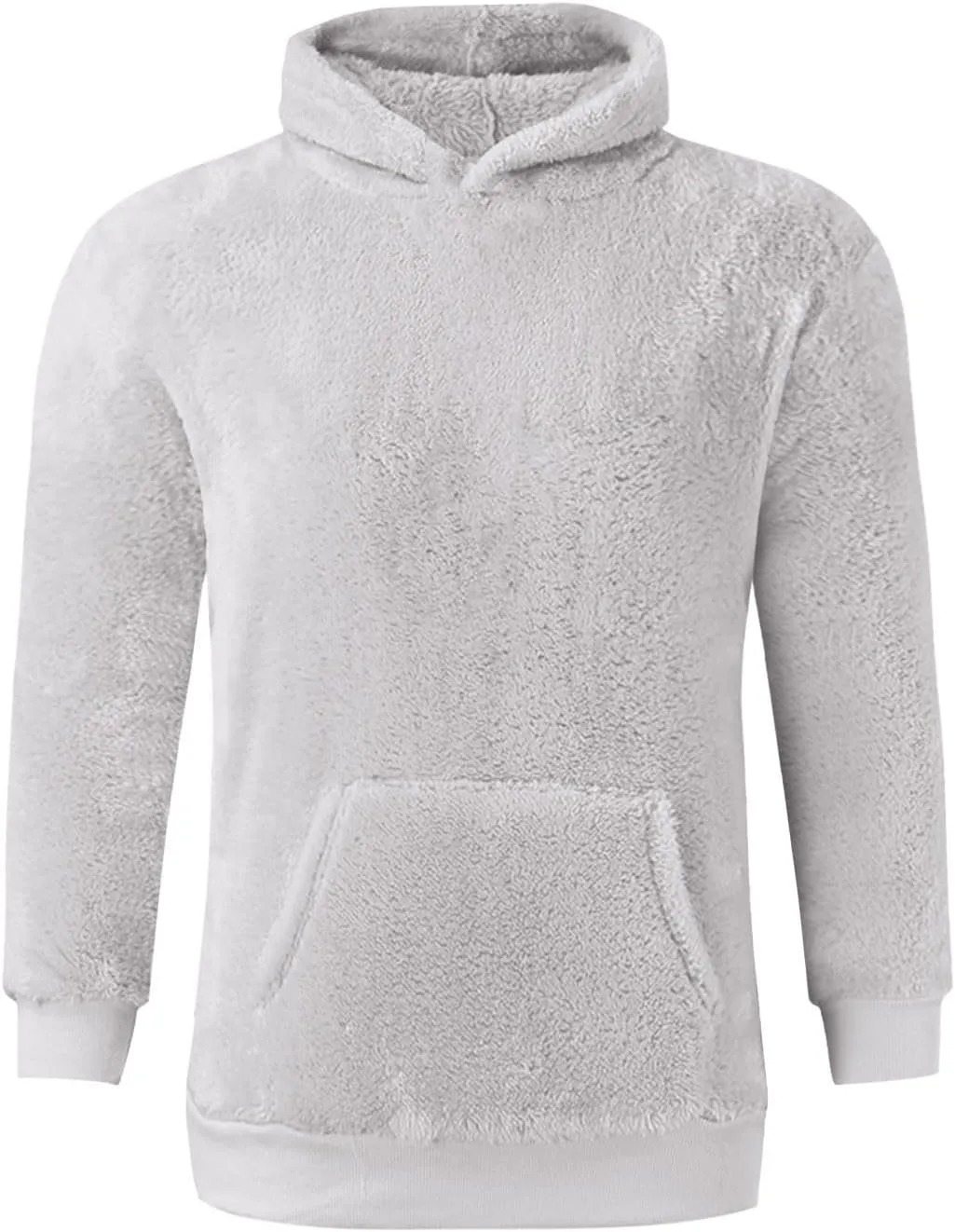 Finelylove Mens Fuzzy Sherpa Hoodies Pullover Oversized Cozy Warm Fleece Hooded Sweatshirt Fluffy Winter Outwear with Pocket