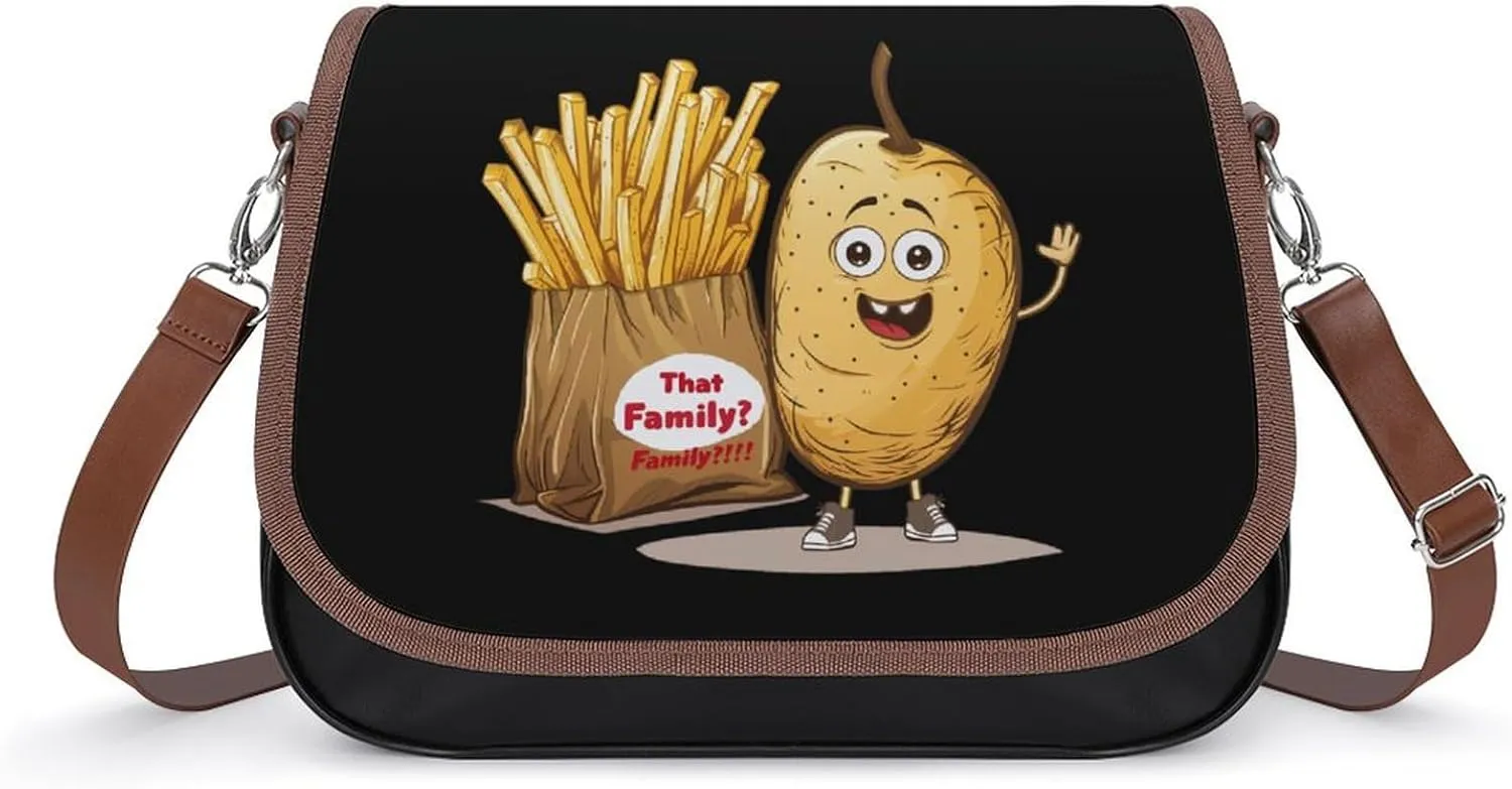 French Fries Potatoes French-fried Messenger Bag for Women PU Leather Crossbody Bags Shoulder Handbags Purse