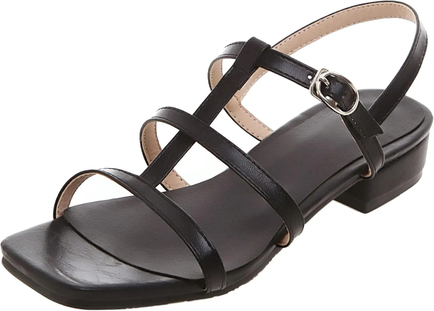 Gicoiz Womens Casual Block Low Heel Gladiator Sandals Comfort