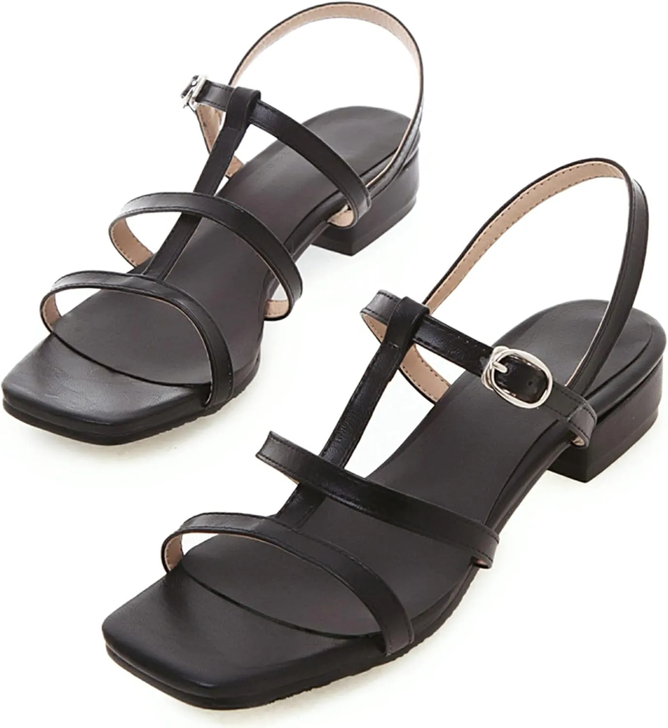 Gicoiz Womens Casual Block Low Heel Gladiator Sandals Comfort
