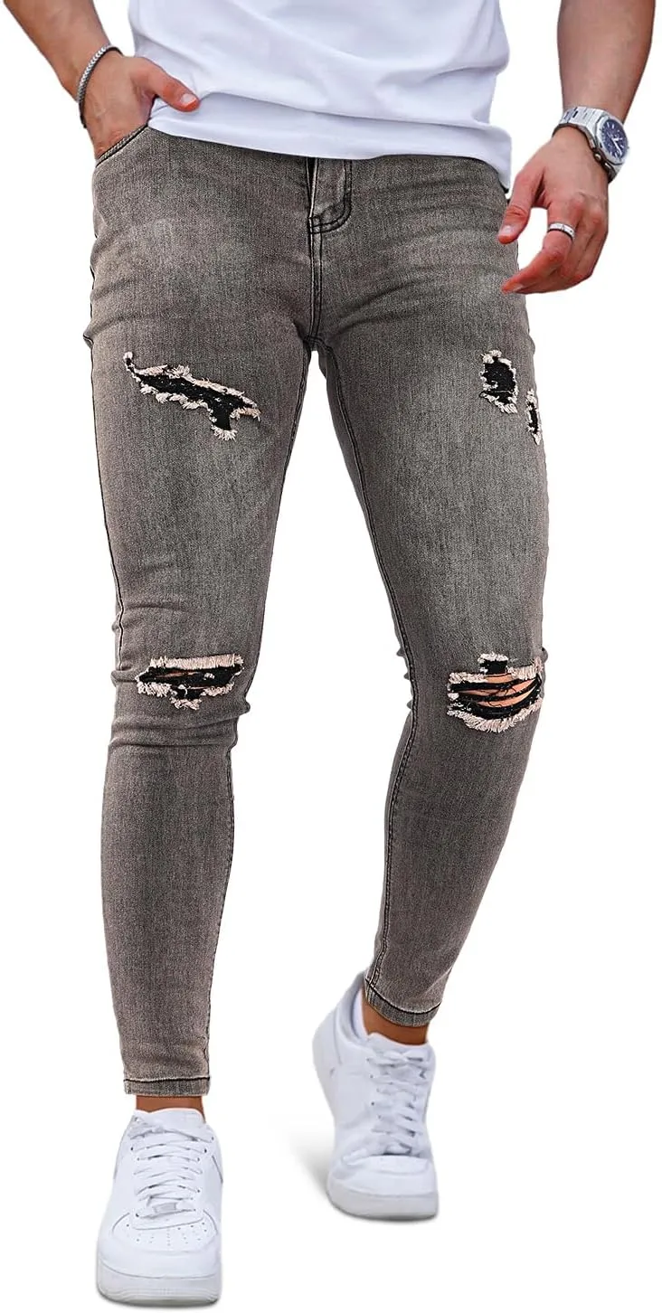 GINGTTO Mens Skinny Jeans Ripped Stretch Denim Jeans for Men