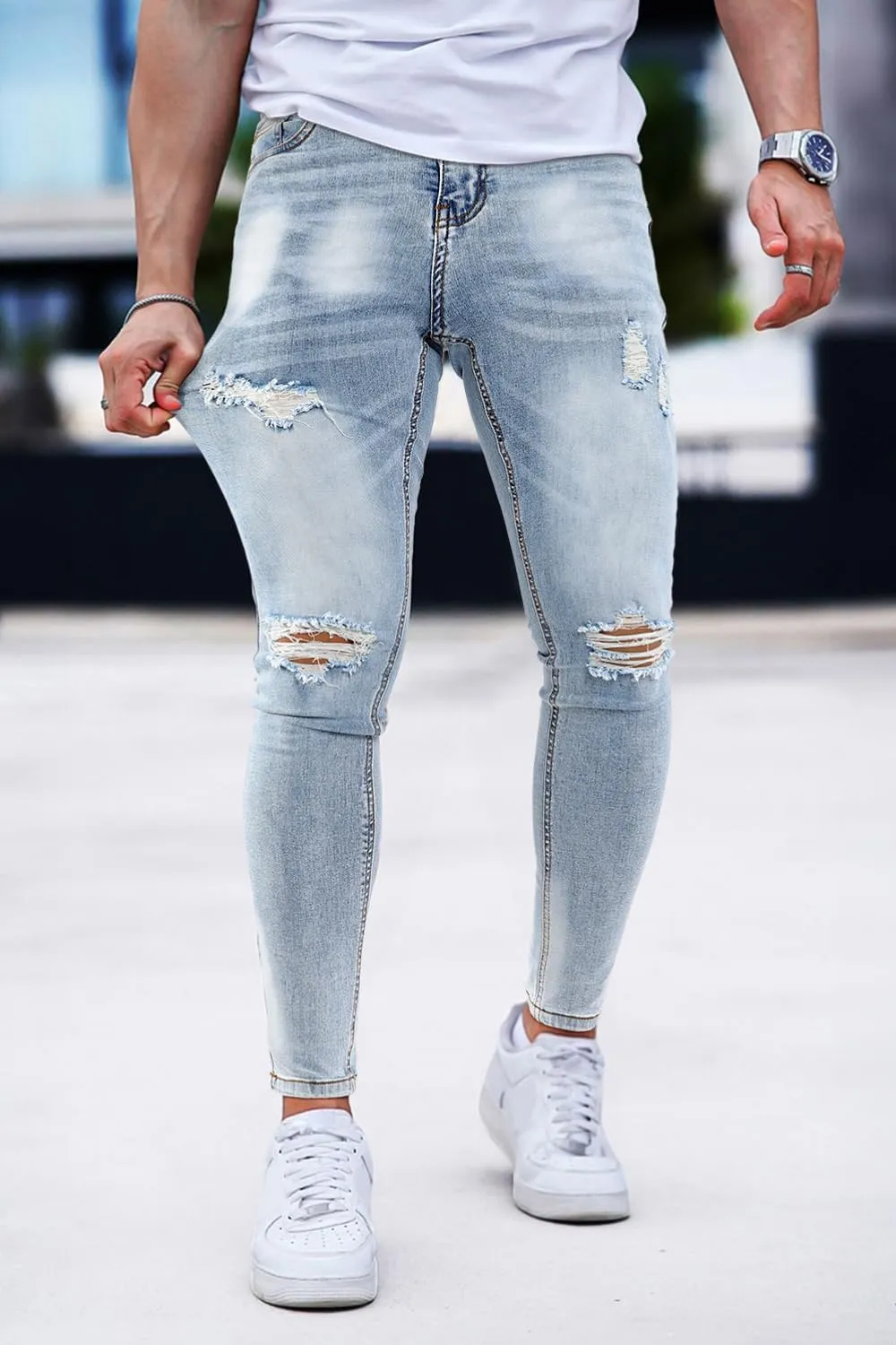 GINGTTO Mens Skinny Jeans Ripped Stretch Denim Jeans for Men