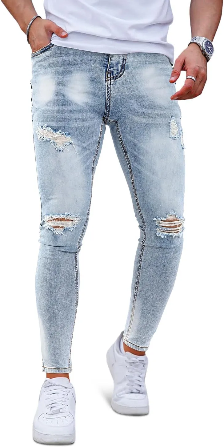 GINGTTO Mens Skinny Jeans Ripped Stretch Denim Jeans for Men