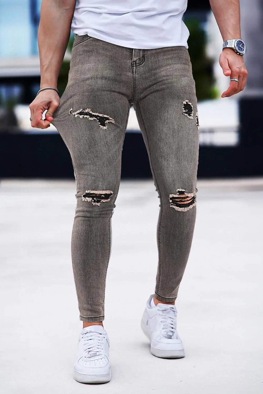 GINGTTO Mens Skinny Jeans Ripped Stretch Denim Jeans for Men