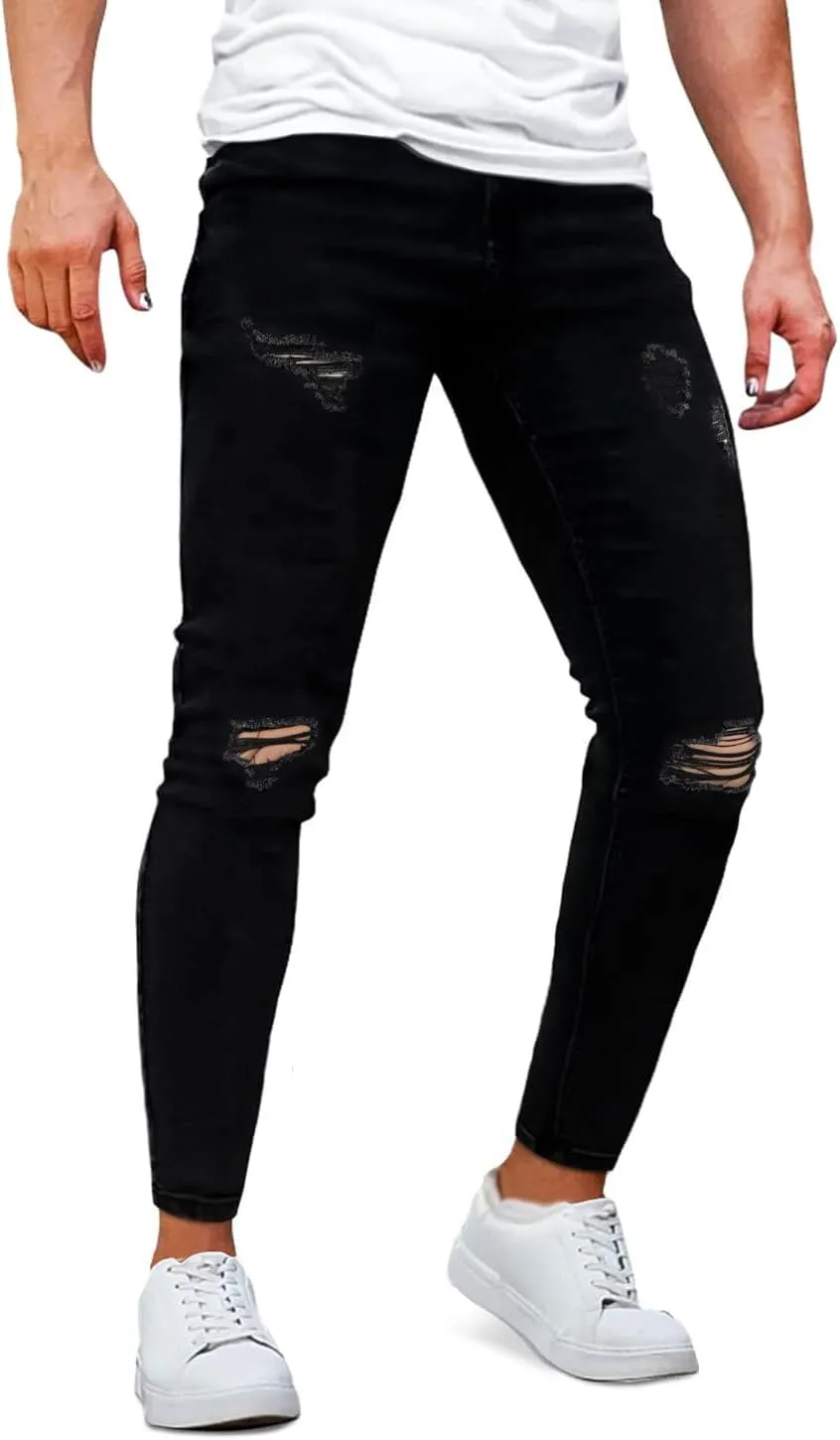 GINGTTO Mens Skinny Jeans Ripped Stretch Denim Jeans for Men