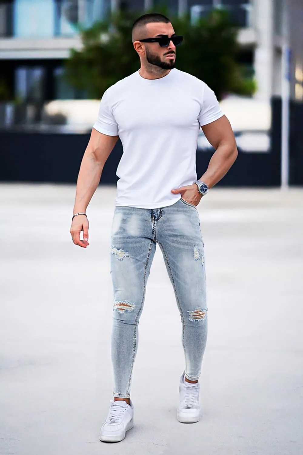 GINGTTO Mens Skinny Jeans Ripped Stretch Denim Jeans for Men