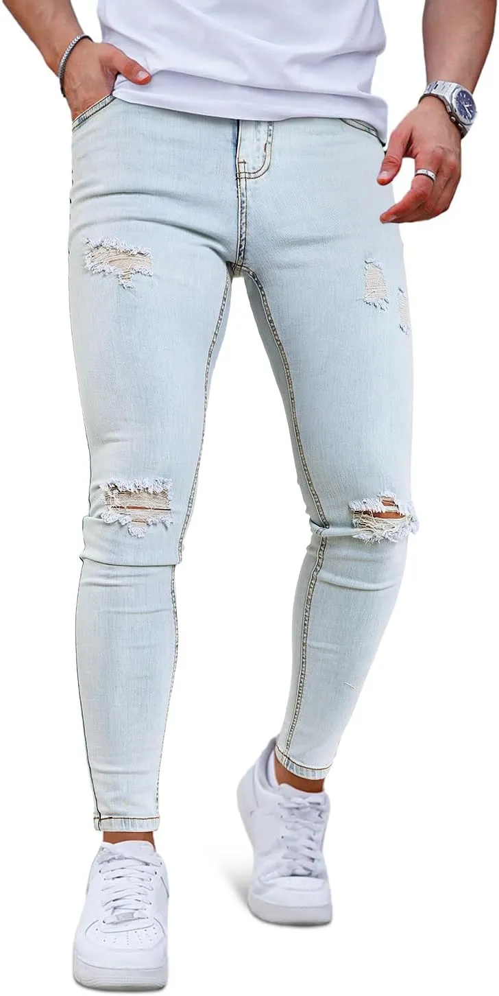 GINGTTO Mens Skinny Jeans Ripped Stretch Denim Jeans for Men