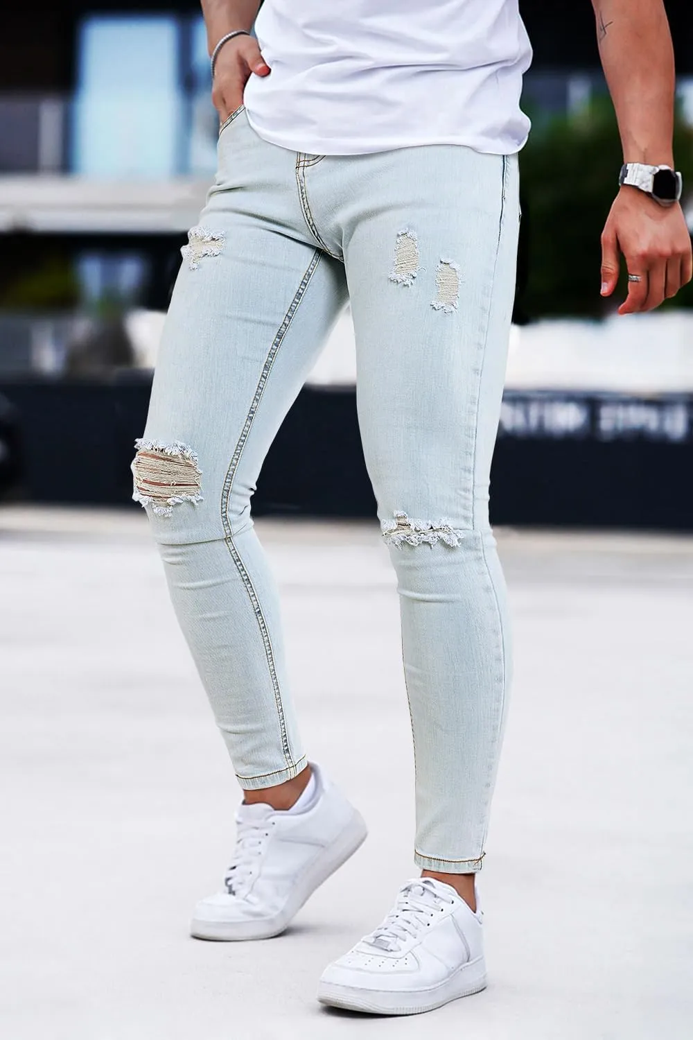 GINGTTO Mens Skinny Jeans Ripped Stretch Denim Jeans for Men